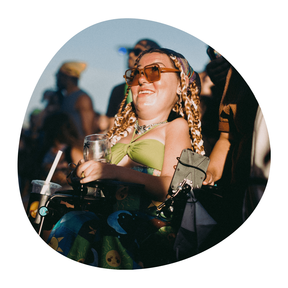 Coachella fan in wheelchair