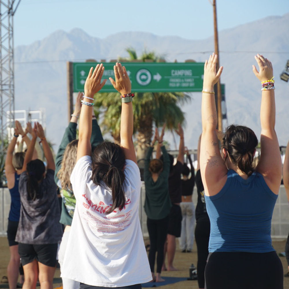 People doing yoga at Coachella