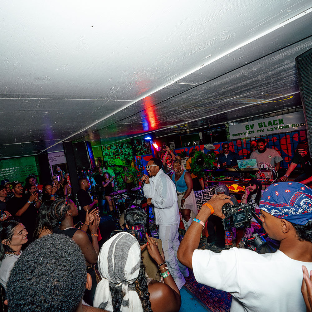 Musician performing at GV Black X Coachella