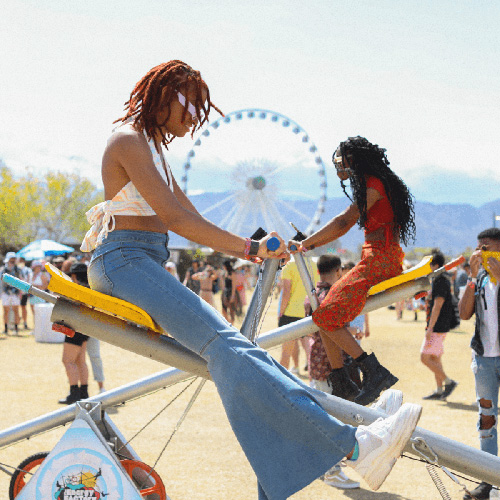 Coachella fans on seesaw