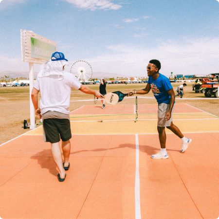 Coachella campers playing pickleball