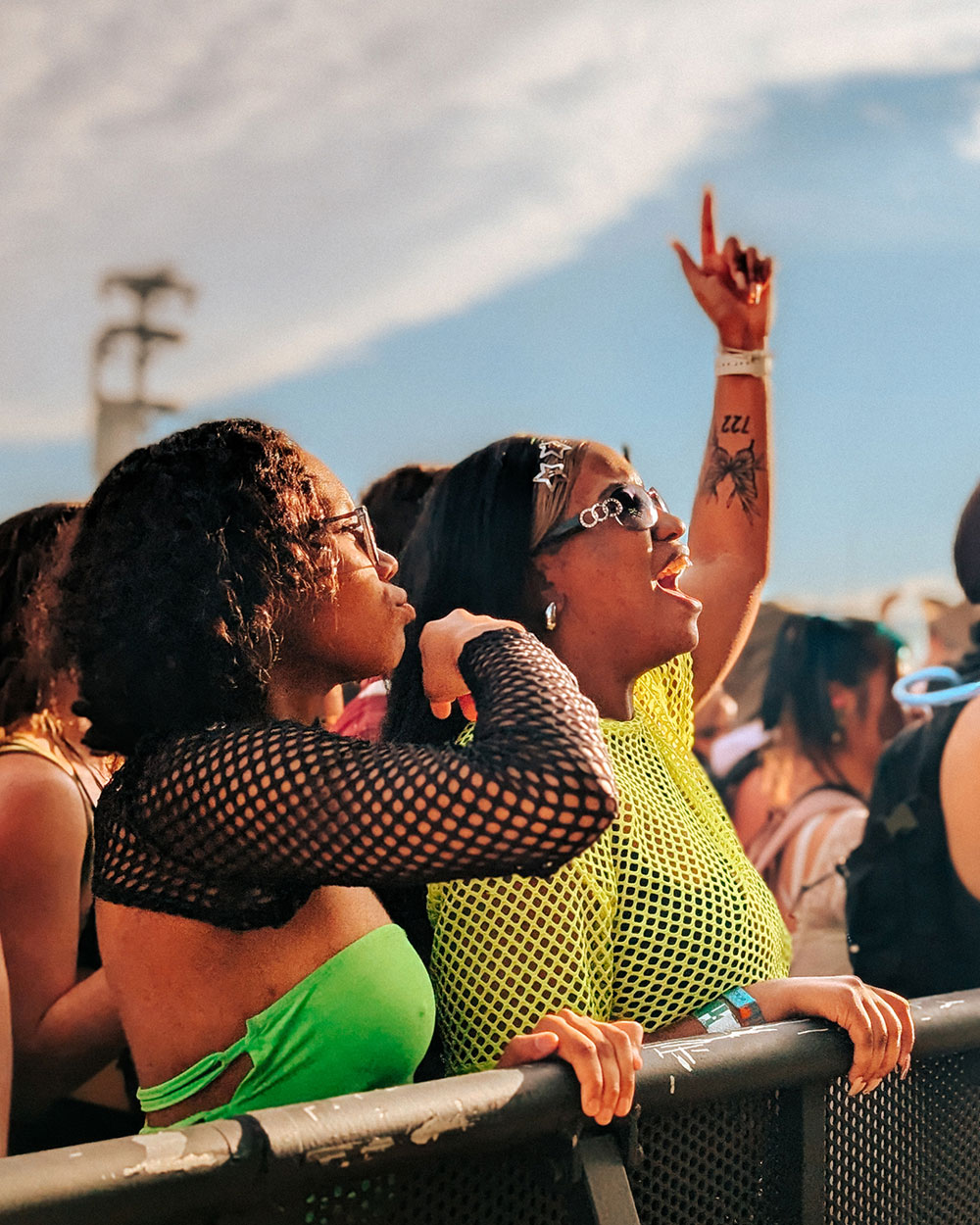 two fans in front row