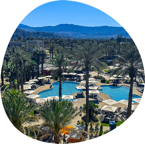 aerial photo of resort with pools